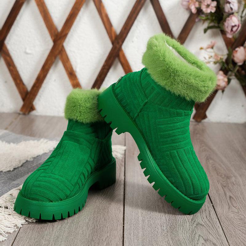 Cheky - Winter Ankle Boots Fashoin Thick-soled Thickened Snow Boots For Women Plush Shoes