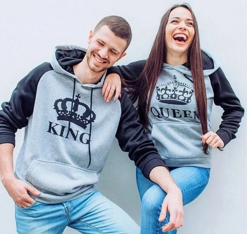 Cheky - Printed Hooded Couple Sweatshirt