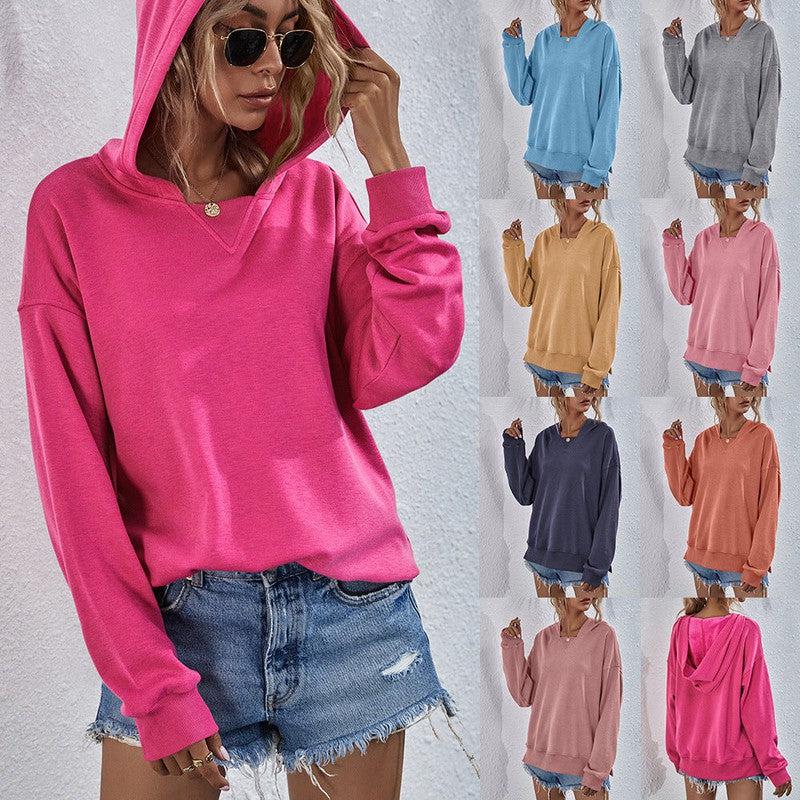 Cheky - Women's Hoodie Sweatshirt Sports Casual Candy Color Long Sleeve Tops Clothes