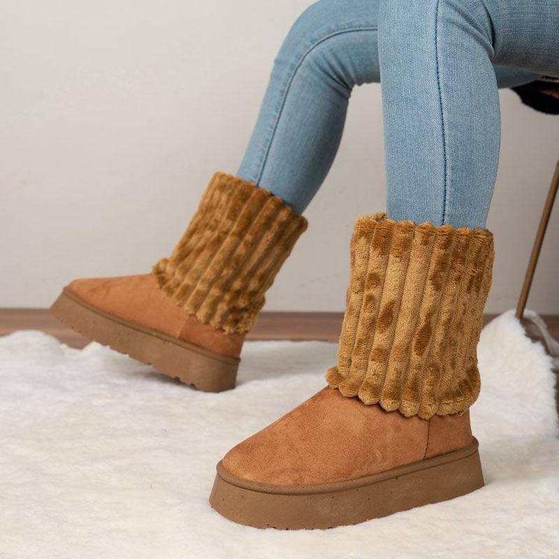 Cheky - Snow Boots Warm Thickened Women's High Platform Cold Weather Boots Furry Cotton Boots