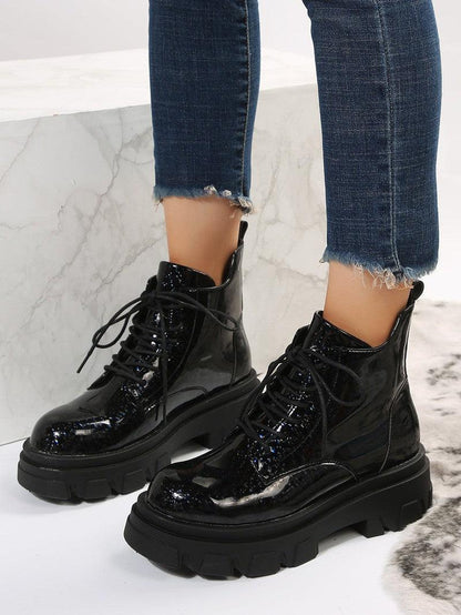 Cheky - High-rise Glossy Low-top Women's Boots