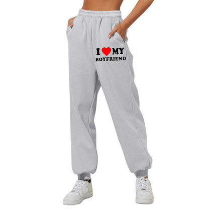 Cheky - I Love MY BOYFRIEND Printed Trousers Casual Sweatpants Men And Women Sports Pants