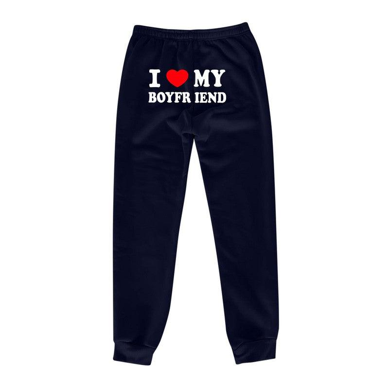 Cheky - I Love MY BOYFRIEND Printed Trousers Casual Sweatpants Men And Women Sports Pants