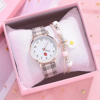 Cheky - Cute Women Bracelet Watch Fashion Leather Strap Ladies Watch Heart-shaped Dial Cheap Exquisite Clock Gift