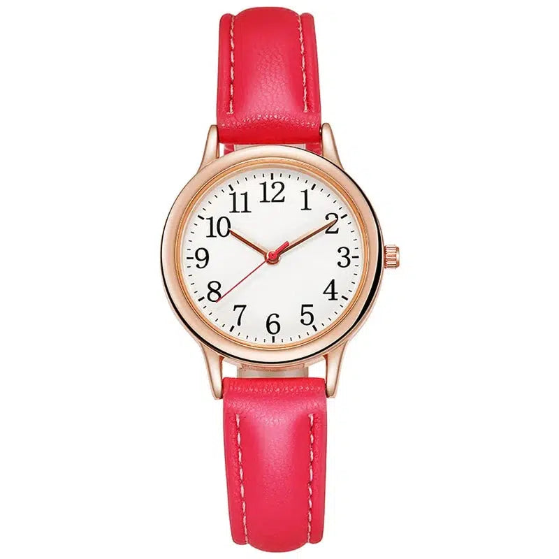 Cheky - Japan Movement Women Quartz Watch Easy to Read Arabic Numerals Simple Dial PU Leather Strap Lady Candy Color