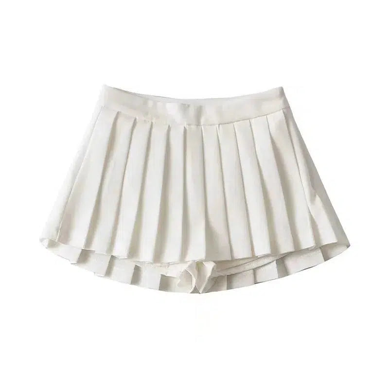 Cheky - Zoki Sexy Women Pleated Skirts High Waist Summer Vintage Mini Skirts Korean Tennis Student White Designed Dance Skirt