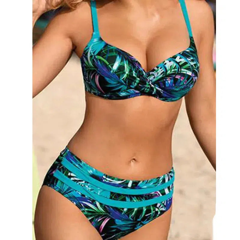 Cheky - Summer Bikinis Women High Waisted Swimwear With Push Up Female Swimsuit 2024 Swimming Bathing Suit Bikini Set Beach Wear Bather