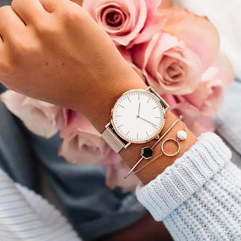 Cheky - Luxury Rose Gold Watch Women Bracelet Watches Top Brand Ladies Casual Quartz Watch Steel Women's Wristwatch Montre Femme Relogio