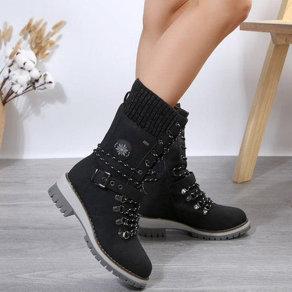 Cheky - Plus Size Boots Women's Outer Wear Cloth Square Heel Side Zipper