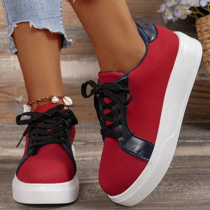 Cheky - New Lace-up Flats Women Walking Sports Skateboard Shoes Retro Fashion Casual Sneakers