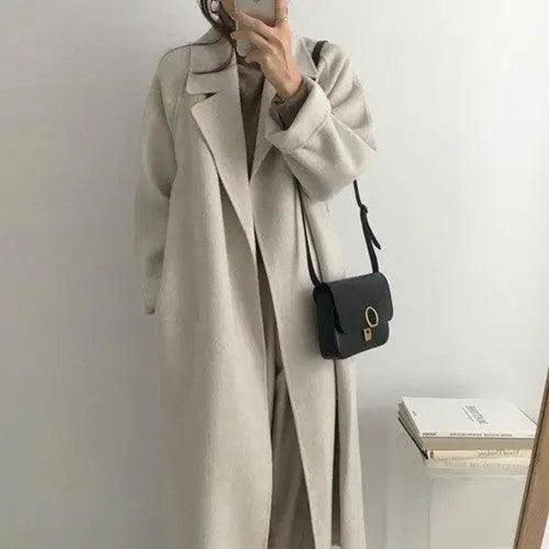 Cheky - Double-sided woolen mid-length loose and lazy woolen woolen