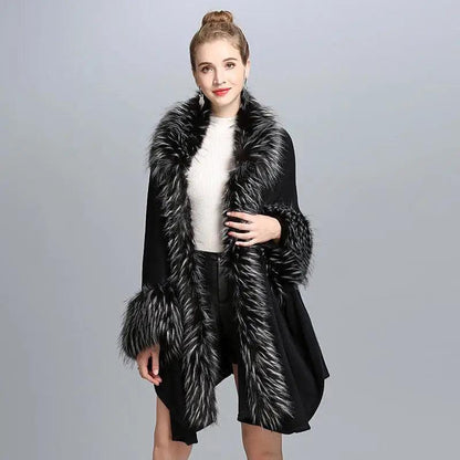 Cheky - Faux Fur Cape Cape Women's Coat