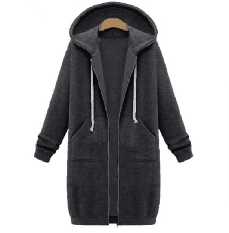 Cheky - Hooded long-sleeved winter sweater women's jacket in a long