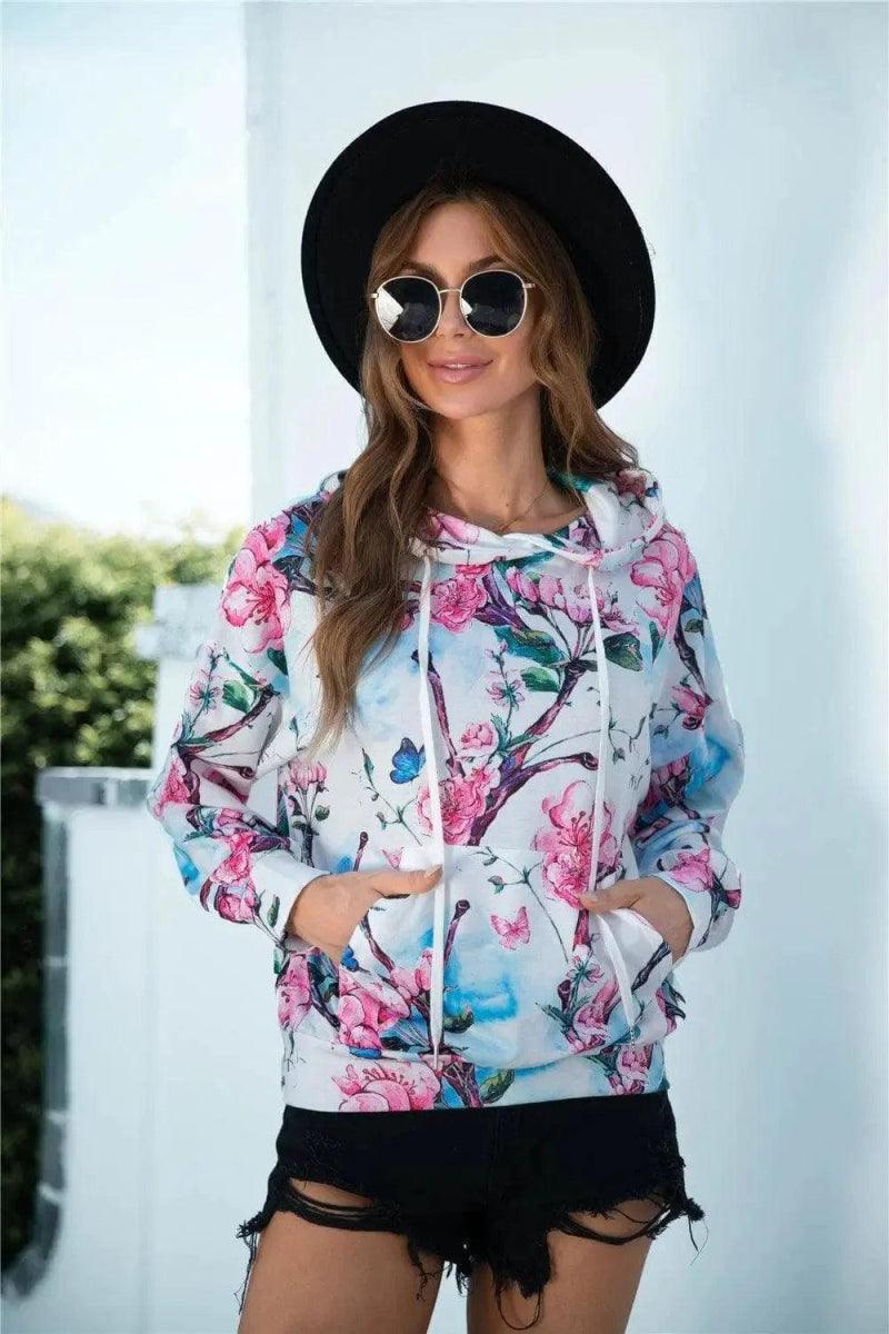 Cheky - Hot Sale Printed Hooded Pocket Sweatshirt