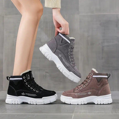 Cheky - Ladies Casual Shoes Lace-up Fashion Sneakers Platform Snow Boots Winter Women Boots Warm Plush Women's Shoes