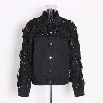 Cheky - Lapel Single Breasted Stereo Strapping Drawstring Jacket