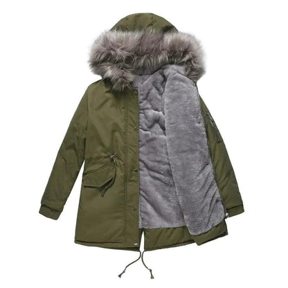 Cheky - Large fur collar padded women's padded jacket