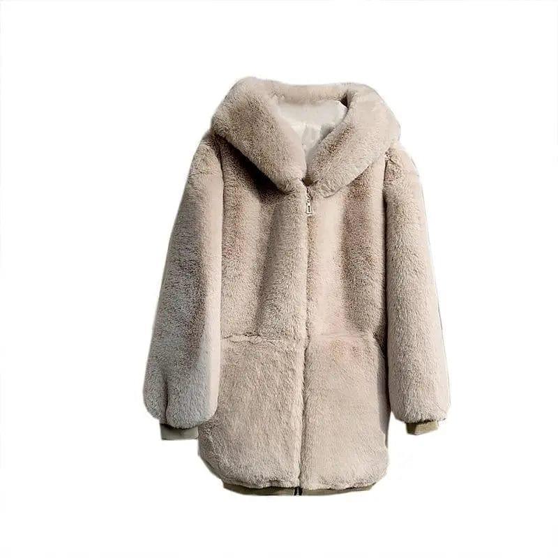 Cheky - Loose padded faux rabbit fur coat