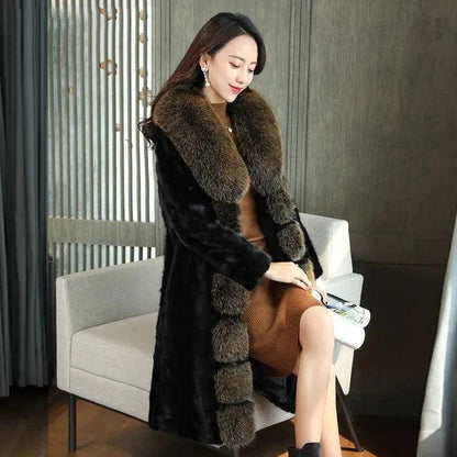 Cheky - New Fox Fur Collar Mink Women's Coat