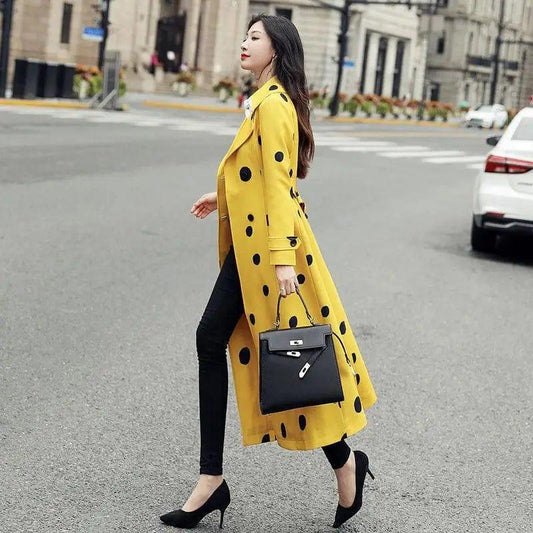 Cheky - New Korean Style Popular Over-the-knee Temperament Coat Coat