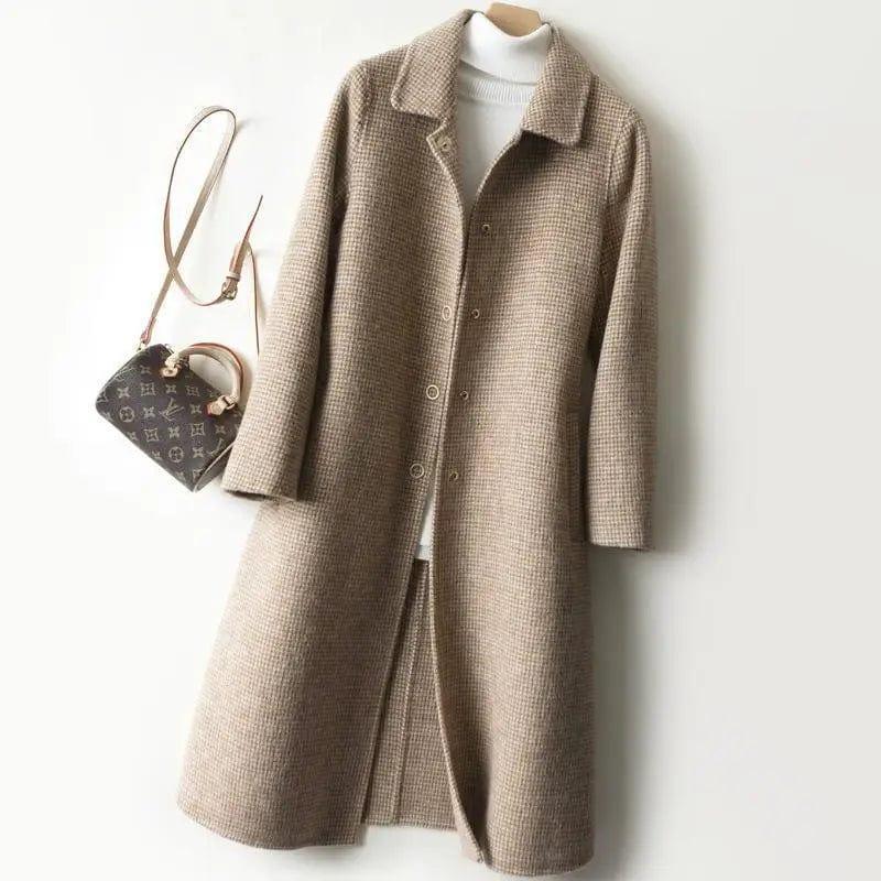 Cheky - Over-the-knee Fashionable Woolen Coat Loose