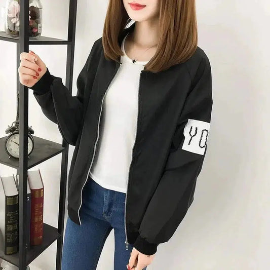 Cheky - Printed jacket female jacket baseball uniform loose bf shirt