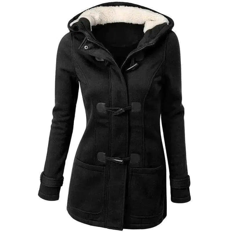 Cheky - warm winter fur collar jackets women new horn button Long