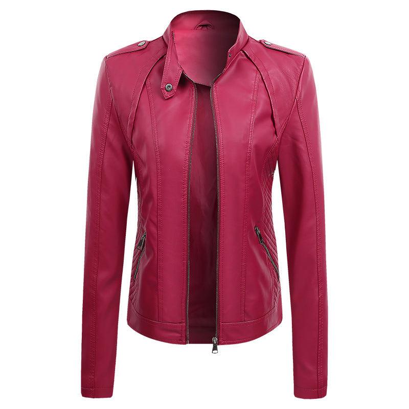 Cheky - Women's Leather Coat New Slim Lapel Fashion